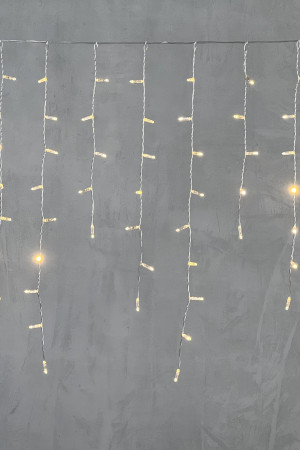 Светодиодная бахрома с колпачком 3,2*0,9 м., 180 теплых белых LED ламп, прозрачный провод ПВХ, IP65, LTC (PIL180CAP-10-2WW)