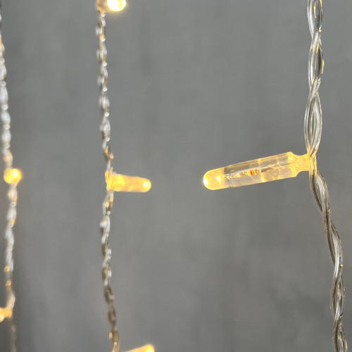 Светодиодная бахрома с колпачком 3,2*0,9 м., 180 теплых белых LED ламп, прозрачный провод ПВХ, IP65, LTC (PIL180CAP-10-2WW)