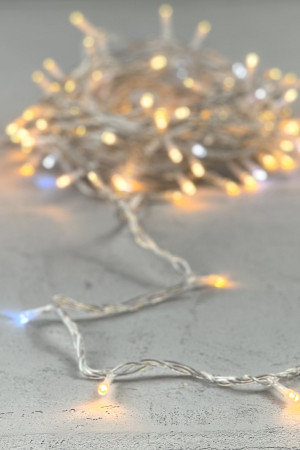 Светодиодная нить 100 экстра теплых белых LED ламп с мерцанием, 10 м., 24В., прозрачный провод ПВХ, LTC (PST100BLW-10-1EWW)