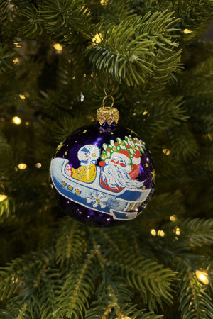 Стеклянный шар Полет 70 мм., фиолетовый, стекло, Ёлочка (С549/1)