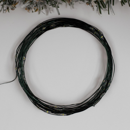 Гирлянда нить-роса 5 м., IP20, зелёная нить, 50 холодных белых LED, 2 режима, AAх3, Luazon Lighting (5198326)