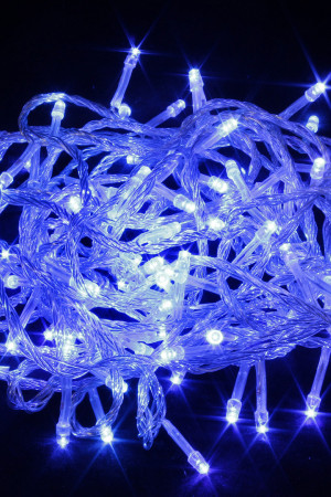 Светодиодная нить 7 м., 220V, 100 синих LED ламп, контроллер, прозрачный провод, Winner Light (b.01.5T.100-)