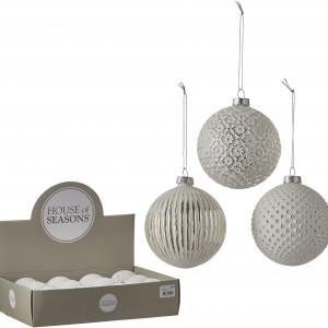 Набор стеклянных шаров Арктическая Лазурь 80 мм, 12 шт., серебро, House of Seasons (83997)