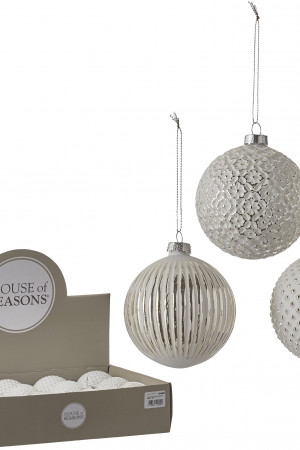 Набор стеклянных шаров Арктическая Лазурь 80 мм, 12 шт., серебро, House of Seasons (83997)
