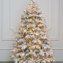 Искусственная елка Аляска заснеженная 240 см., 570 теплых белых LED ламп, литая+пвх, ЕлкиТорг (149240)