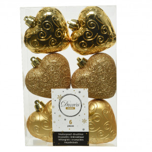 Набор игрушек Сердце любви 6 шт., золотой, Kaemingk (028015)