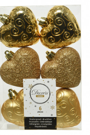 Набор игрушек Сердце любви 6 шт., золотой, Kaemingk (028015)