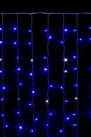 Занавес с мерцающим диодом 2*3 м., 220V, 320 синих LED ламп, соединяемый, прозрачный провод, Winner Light (b.03.5T.320+)