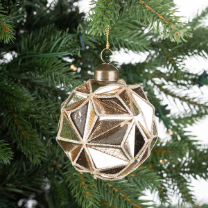 Винтажный  стеклянный шар Грани мироздания 10 см., 1 шт., Karlsbach (13132)