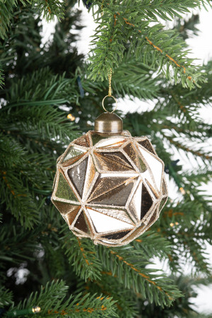 Винтажный  стеклянный шар Грани мироздания 10 см., 1 шт., Karlsbach (13132)