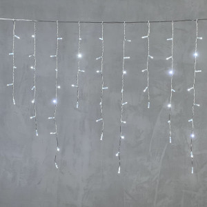 Светодиодная бахрома с колпачком 3,2*0,9 м., 180 холодно-белых LED ламп, прозрачный провод ПВХ, IP65, LTC (PIL180CAP-10-2W)