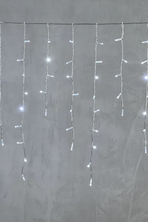 Светодиодная бахрома с колпачком 3,2*0,9 м., 180 холодно-белых LED ламп, прозрачный провод ПВХ, IP65, LTC (PIL180CAP-10-2W)