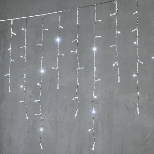 Светодиодная бахрома с колпачком 3,2*0,9 м., 180 холодно-белых LED ламп, прозрачный провод ПВХ, IP65, LTC (PIL180CAP-10-2W)
