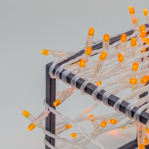 Светодиодная гирлянда 10 м. с колпачком, 100 LED, оранжевый, 220 В, статика, прозрачный провод ПВХ, IP65, LTC (PST100CAP-10-2OR)