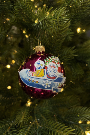 Стеклянный шар Полет 70 мм., розовый, стекло, Ёлочка (С549/2)