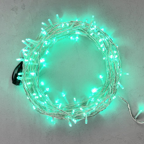 Светодиодная гирлянда с возможностью динамики 20 м., 200 аква LED ламп, 24V., прозрачный силиконовый провод, IP65, Beauty Led (EST200-3W10-1A)