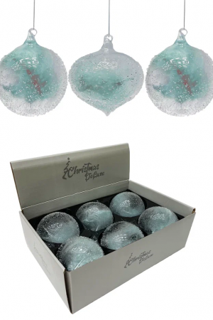 Набор винтажных стеклянных украшений Райское перо, белый, 100 мм., 6 шт., Christmas DeLuxe (13128)