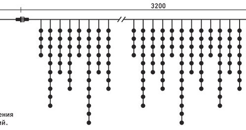 Светодиодная бахрома 3.2*0,9 м, 220V., 232 аква LED ламп, соединяемая, силиконовый прозрачный провод, Beauty Led (ECC232-10-2A)