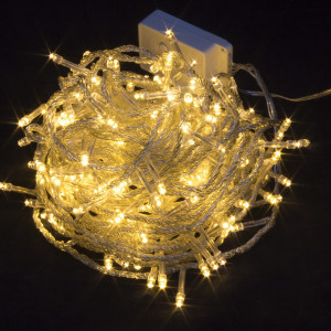 Светодиодная нить 13.5 м., 220V, 200 теплых белых LED ламп, контроллер, прозрачный провод, Winner Light (ww.01.5T.200-)