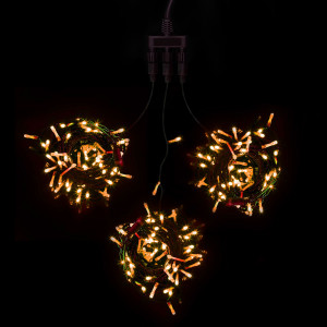 Комплект мерцающих гирлянд на деревья 60 м., 3 луча по 20 м, 24V, 600 желтых LED ламп, черный ПВХ, LTC (KDD600BLW-11-1Y)