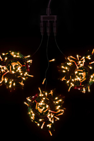 Комплект мерцающих гирлянд на деревья 60 м., 3 луча по 20 м, 24V, 600 желтых LED ламп, черный ПВХ, LTC (KDD600BLW-11-1Y)