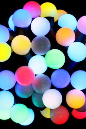 Светодиодная гирлянда шарики RGB 7.5 м., 220V, 50 шариков Ø 23 мм, черный провод, Rich LED (RL-T7.5-50C-23B-B/RGB)