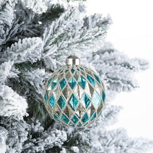 Винтажный стеклянный шар Драгоценные грани - Лазурь 8 см., 1 шт., Karlsbach (13137)