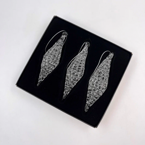 Набор сосулек Ледяные ромбы 9,4 см., 3 шт., стекло, Christmas DeLuxe (14079)