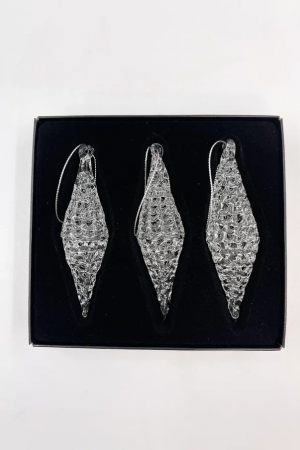 Набор сосулек Ледяные ромбы 9,4 см., 3 шт., стекло, Christmas DeLuxe (14079)