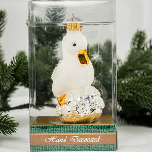 Елочное украшение Утка, стекло, 10 см., 1 шт., Витус (А207-белый)