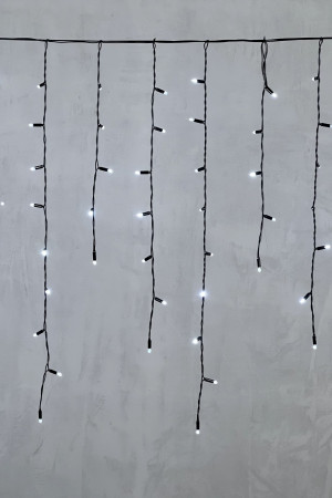 Светодиодная бахрома с колпачком 3,2*0,9 м., 180 холодных белых LED ламп, черный провод ПВХ, IP65, LTC (PIL180CAP-11-2W)