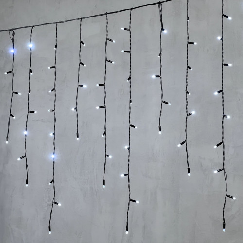 Светодиодная бахрома с колпачком 3,2*0,9 м., 180 холодных белых LED ламп, черный провод ПВХ, IP65, LTC (PIL180CAP-11-2W)