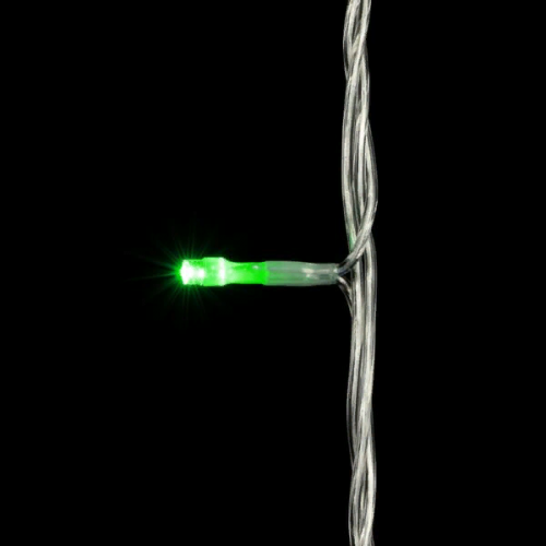 Светодиодная нить 100 зеленых LED ламп с мерцанием, 10 м., 24В, прозрачный провод ПВХ, LTC (PST100BLW-10-1G)