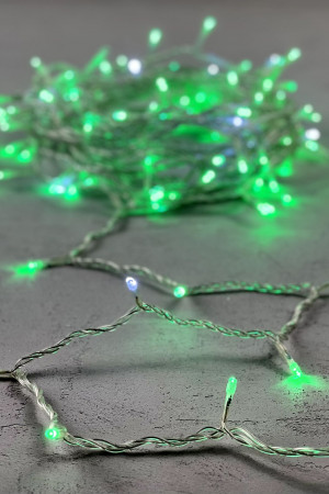 Светодиодная нить 100 зеленых LED ламп с мерцанием, 10 м., 24В, прозрачный провод ПВХ, LTC (PST100BLW-10-1G)