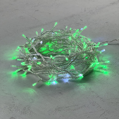 Светодиодная нить 100 зеленых LED ламп с мерцанием, 10 м., 24В, прозрачный провод ПВХ, LTC (PST100BLW-10-1G)