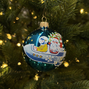 Стеклянный шар Полет 70 мм., бирюзовый, стекло, Ёлочка (С549/3)