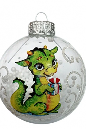 Стеклянный шар Дракоша 80 мм., в подарочной упаковке, Коломеев (КУ-80-234003/5)