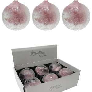 Набор винтажных стеклянных украшений Райское перо 100 мм., розовый, 6 шт., Christmas DeLuxe (13129-Н))