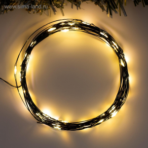 Гирлянда нить-роса 5 м., IP20, зелёная нить, 50 тёплых белых LED, 2 режима, AAх3, Luazon Lighting (5198327)