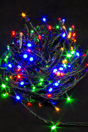 Светодиодная нить 13.5 м., 220V, 200 разноцветных LED ламп, контроллер, черный провод, Winner Light (m.01.5B.200-)