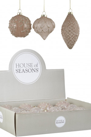 Набор стеклянных шаров Королевский Каприз 80 мм., 12 шт., шампань, House of Seasons (84001)