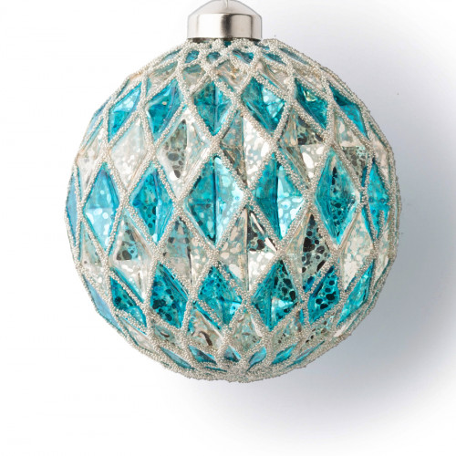 Винтажный стеклянный шар Драгоценные грани - Лазурь 10 см., 1 шт., Karlsbach (13138)
