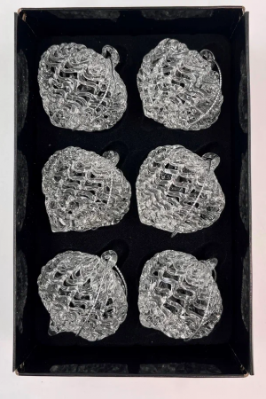 Набор стеклянных украшений Ледяная луковка 5,9 см., 6 шт., стекло, Christmas DeLuxe (14080)