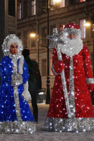 Комплект светодиодных фигур из мишуры Дед Мороз 2 м. и Снегурочка 1.8 м., Conso (NB384)