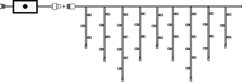 Бахрома-каучук 204 LED 6 м. 0,3*0,4*0.6 теплый белый, черн.пр., уличная IP65, Winner (ww.02.7B.204+)