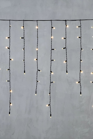 Светодиодная бахрома с колпачком 3,2*0,9 м., 180 теплых белых LED ламп, черный провод ПВХ, IP65, LTC (PIL180CAP-11-2WW)