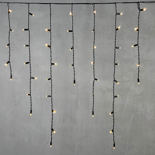 Светодиодная бахрома с колпачком 3,2*0,9 м., 180 теплых белых LED ламп, черный провод ПВХ, IP65, LTC (PIL180CAP-11-2WW)