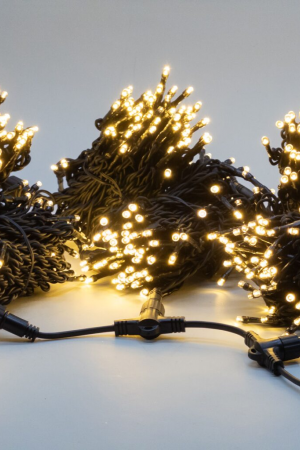 Комплект гирлянды на деревья 60 м., 3 луча по 20 м., 24V, 600 теплых-белых LED ламп, статика, черный каучук, IP54, LTC (ECO600-11-1WW)