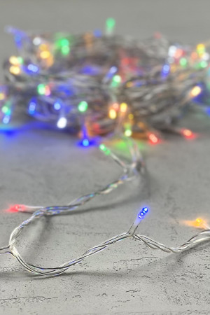Светодиодная нить 100 разноцветных LED ламп с мерцанием, 10 м., 24В, прозрачный провод ПВХ, LTC (PST100BLW-10-1M)