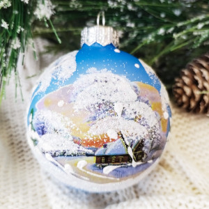 КУ-65-204040 Стеклянный шар Зимняя дорога 65 мм., Коломеев